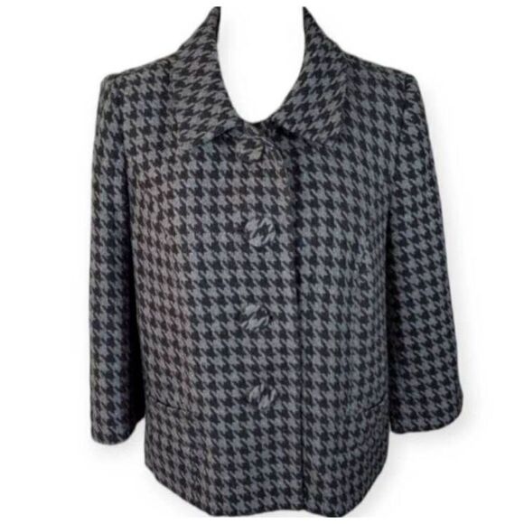STYLE & CO PETITE HOUNDSTOOTH COAT SZ.14P EUC. - Picture 1 of 5